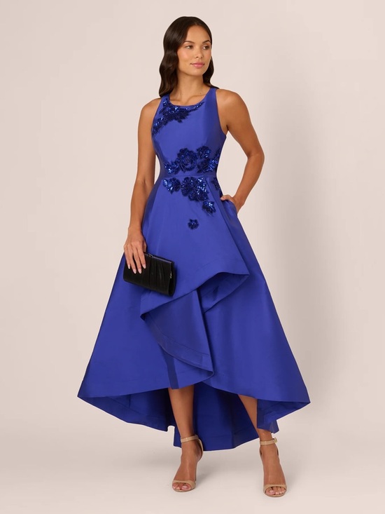 Adrianna Papell Dresses & Skirts - Adrianna Papell Bead Mikado High Low Dress In Ultra Blue Size 12 NWT